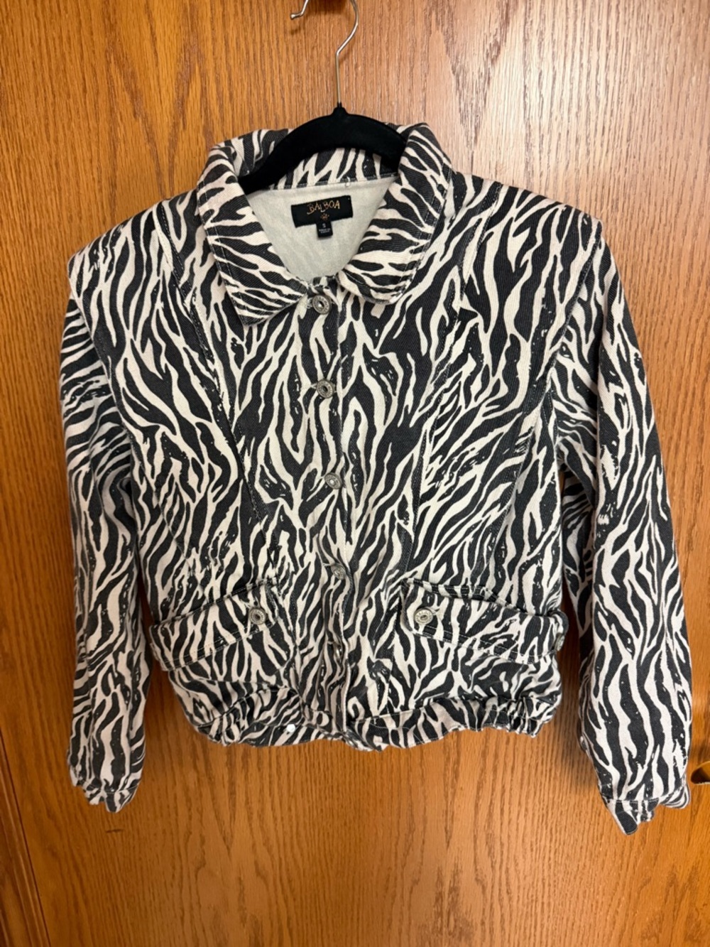 Balboa Women's Black and Tan Zebra Jean Jacket